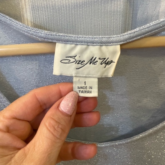 2pc Size Me Up 1X silver sparkle sheath dress and sheer black jacket embroidered - Picture 5 of 14